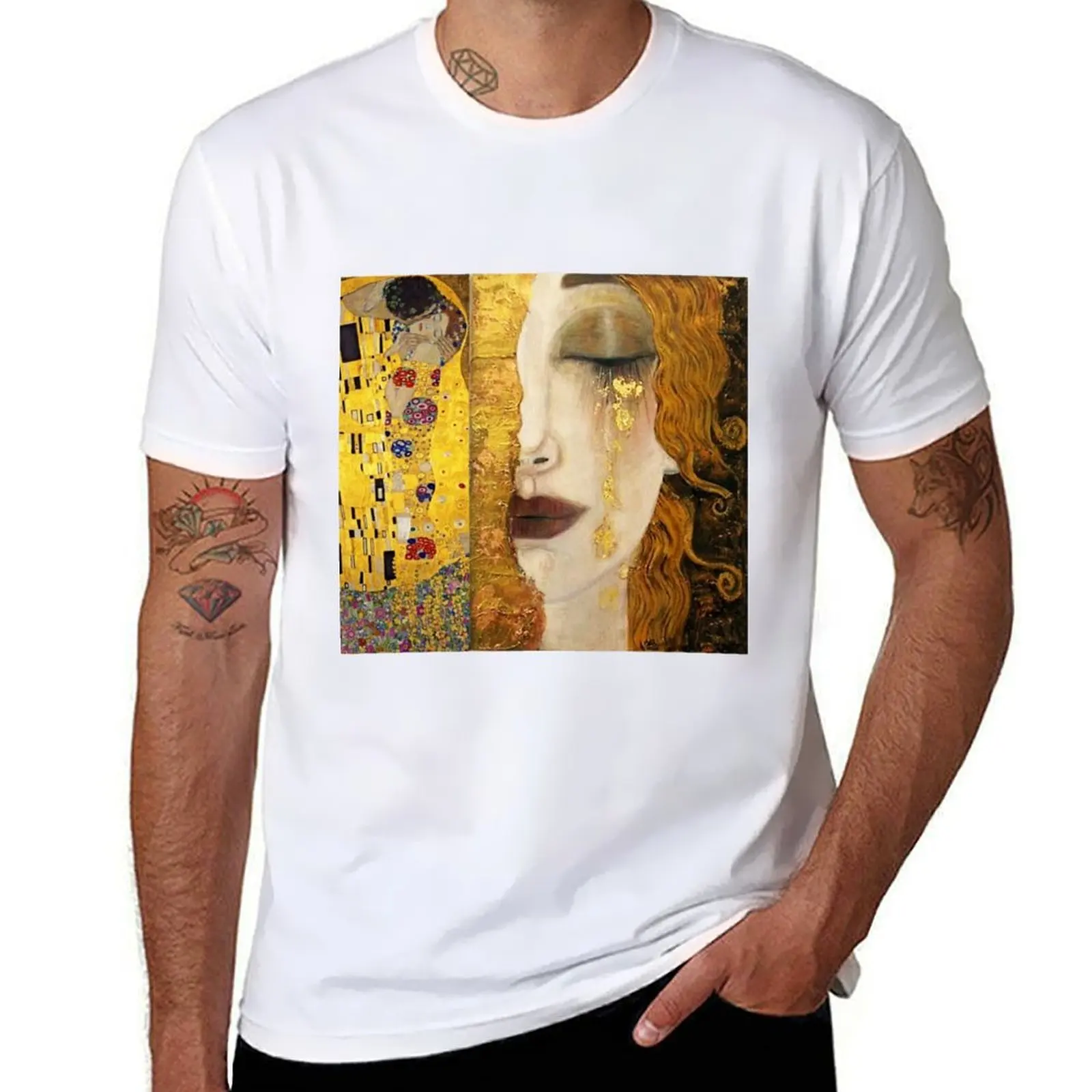

Golden tears - Gustav Klimt T-Shirt cotton t shirts man 100% t shirts for man graphic vintage T-shirt