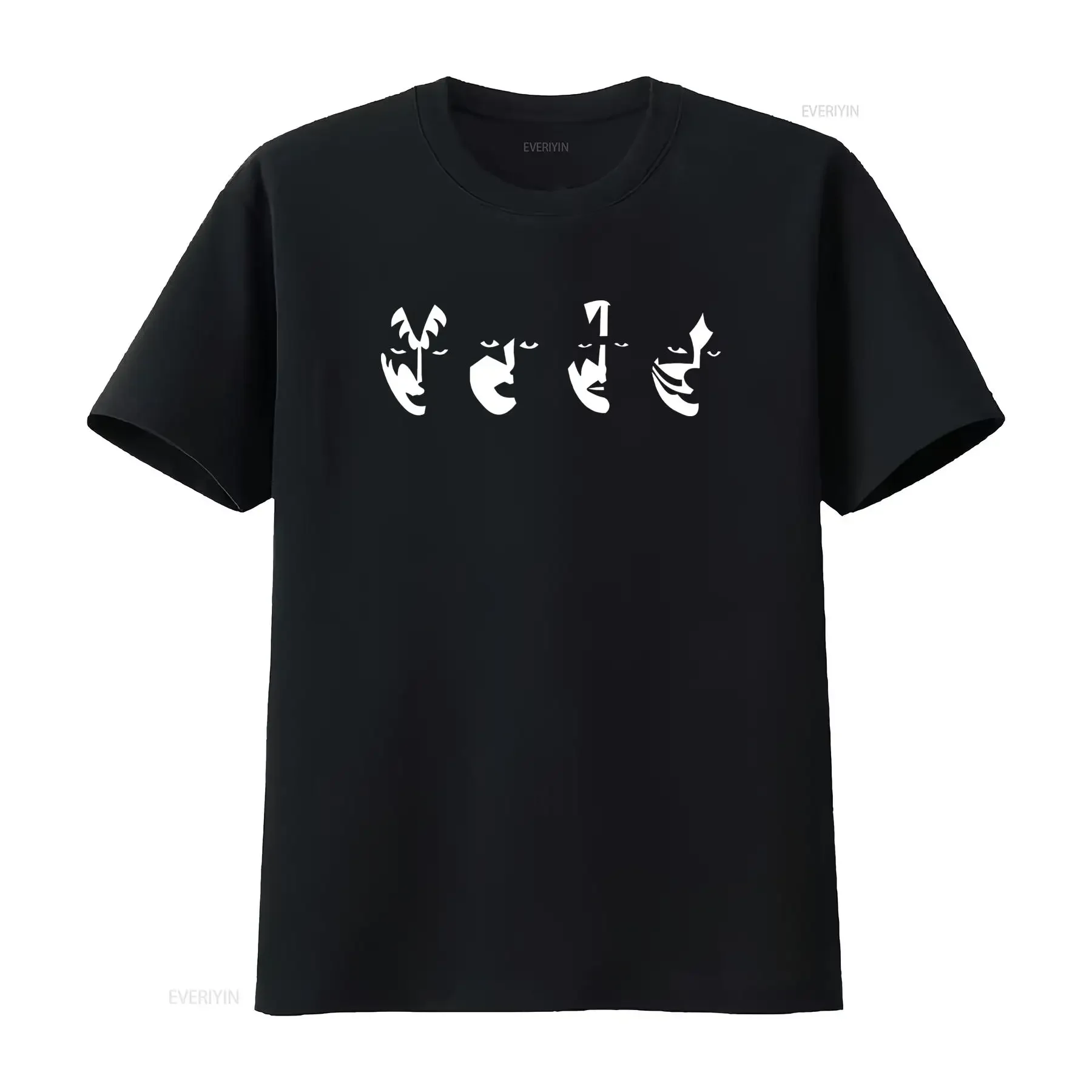 Black White Streetwear Funny Abstract Facial Expressions Line Art Print Casual T Shirt vintage Washed Slightly Stylish Unisex