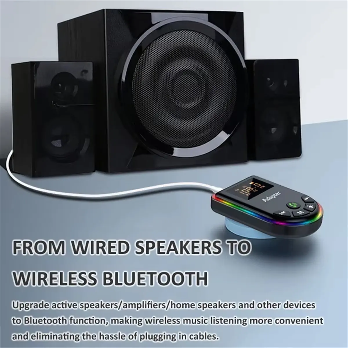 (A75T) Transmisor y Receptor Bluetooth 5.3 con Pantalla LED, Reproductor de Tarjetas TF, Adaptador de Audio HIFI RCA de 3.5mm AUX para Auto, PC, TV y Auriculares