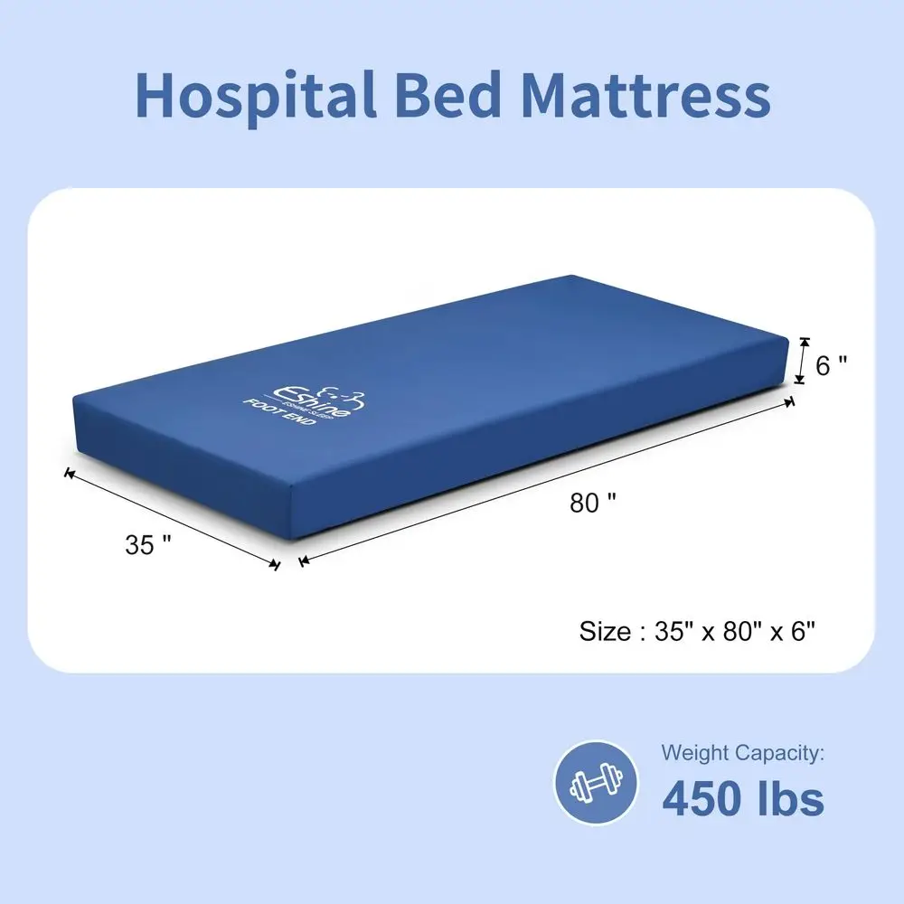 

Soft Hospital Bed Mattress Medical Bed Mattress for Back Pain with Waterproof Cover, Home Care Memory Foam,80 x 36 x 6, Maximum