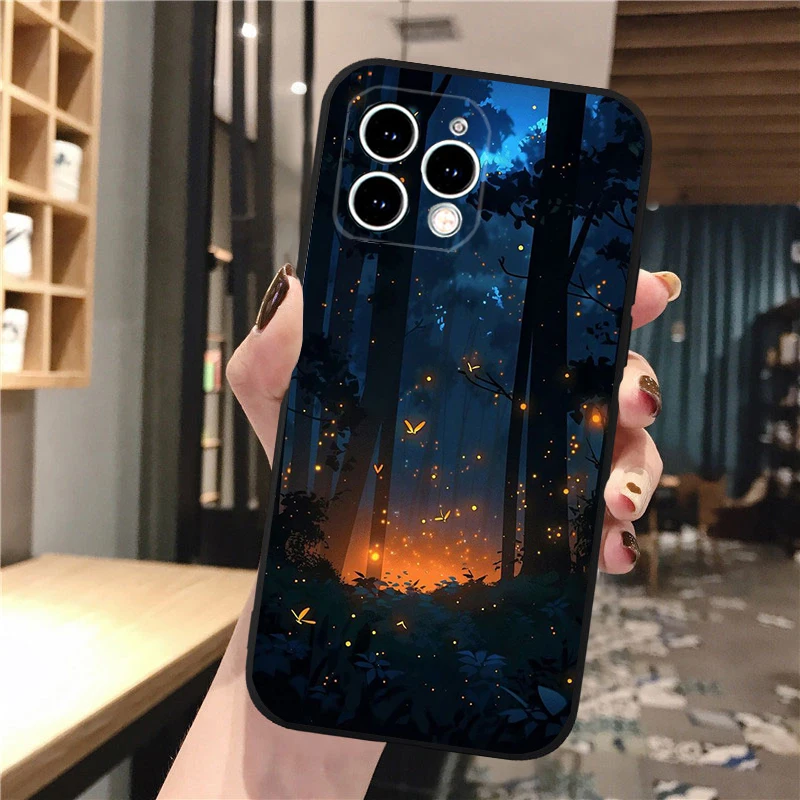 

Forest Night Butterfly tree Moon Phone Case For iphone 17 Pro Max Air 16 15 14 13 Pro Max 15 16 Pro 15Plus
