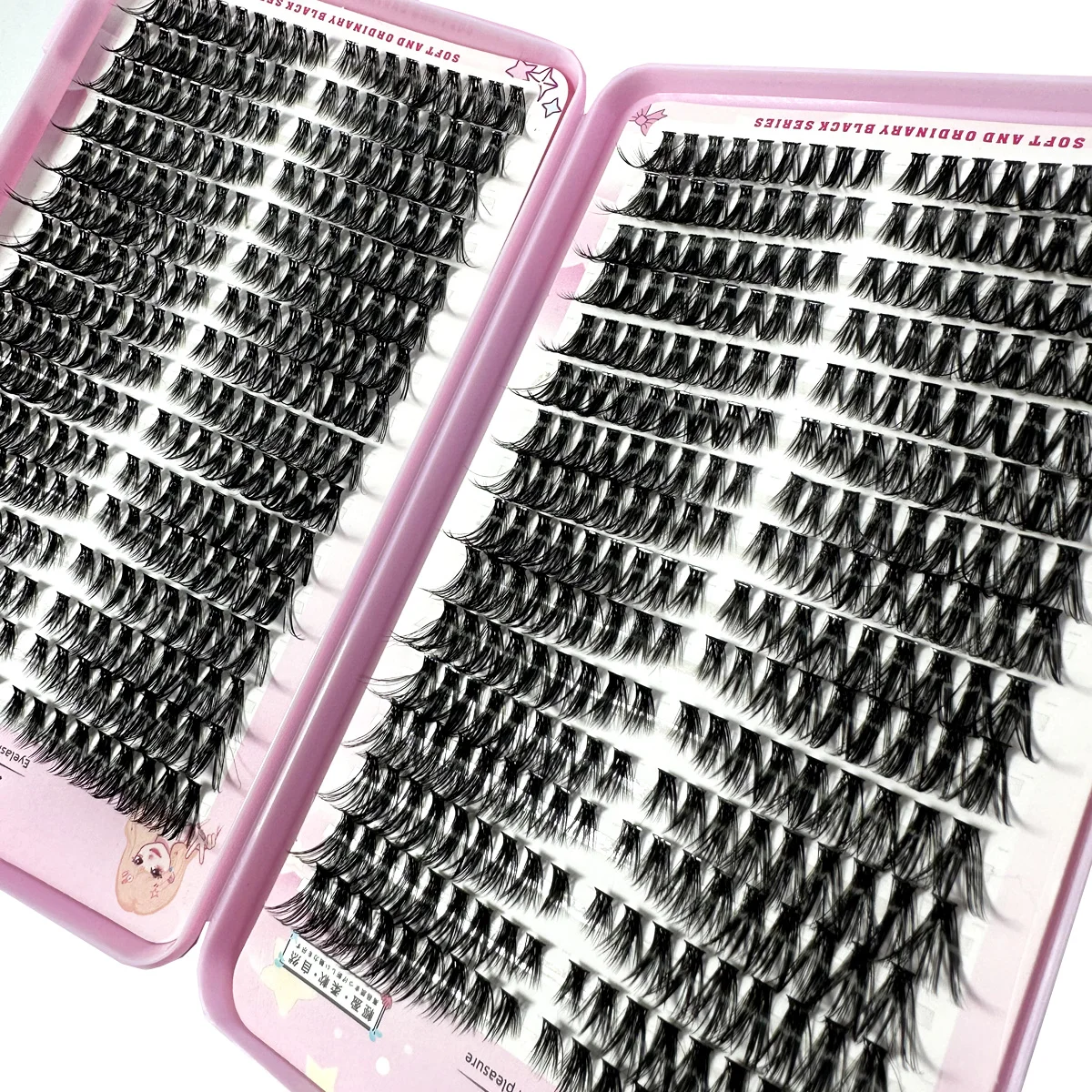 Left+Right Eye Lash Extension Cat/Fox Eye Effect Lash Single Clusters