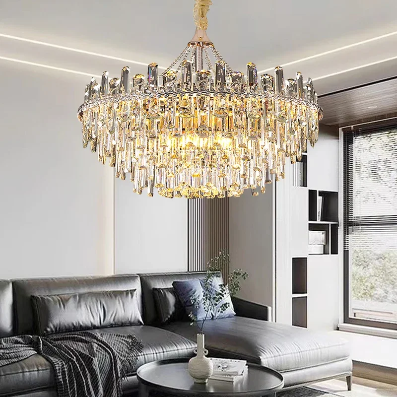 

Modern Luxury Gold Crystal Long Oval Chandelier for Dining Room Ceiling Hanging Lamp Elegant Home Design Lighting Fixture