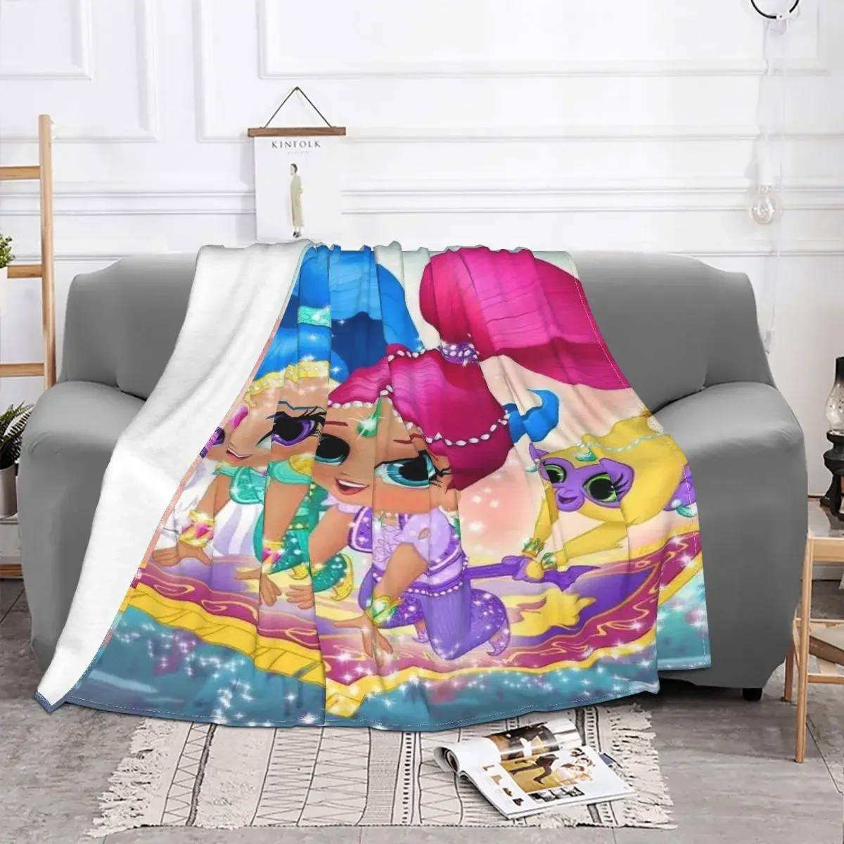 Shimmer And Shine Cartoon Blanket Fleece Summer Anime Multi-function Lightweight Throw Blanket for Bed Car Plush Thin Quilt