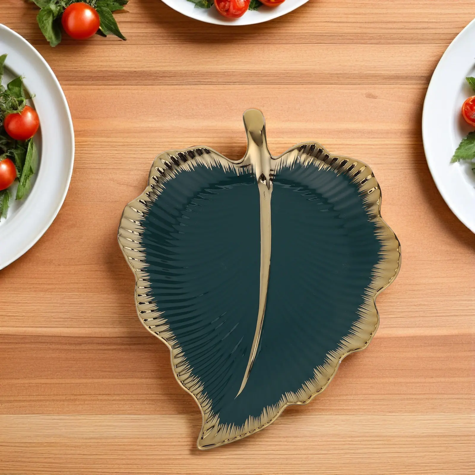 Ceramic Leaf Dish Green Decorative Jewelry Tray Ring Dish Small Key Bowl Trinket Holder Necklace Earring Organizer