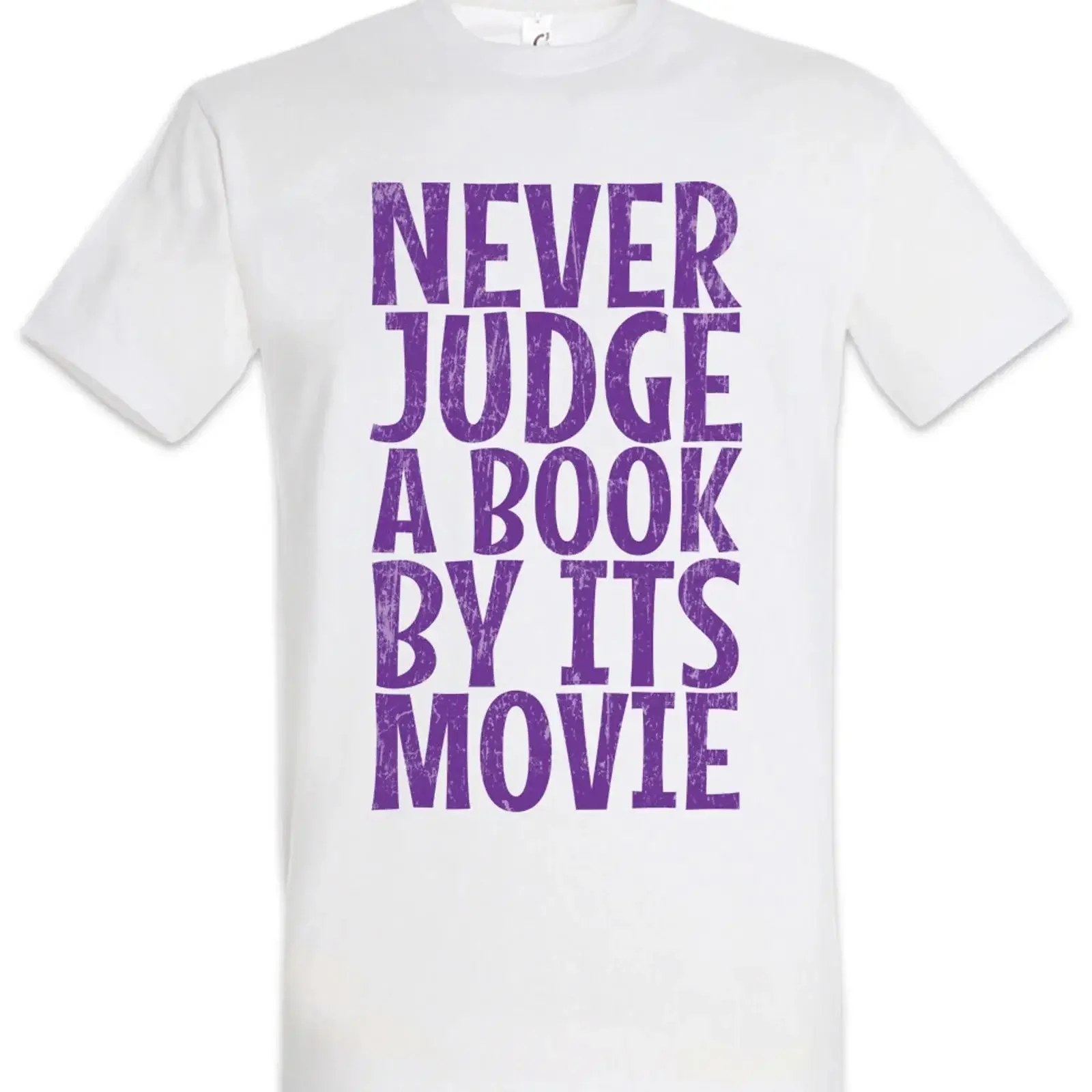 Never Judge A Book By Its Movie T Shirt Cover Fun Bad Film Adaptions Adaption vintage Washed graphic Top For Everyday Wear