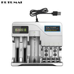 18650 Battery Charger 7 Slots LCD Fast Charging For 4.2V 21700 16340 AA AAA Ni-MH Ni-Cd Rechargeable Batteries (No Batteries)