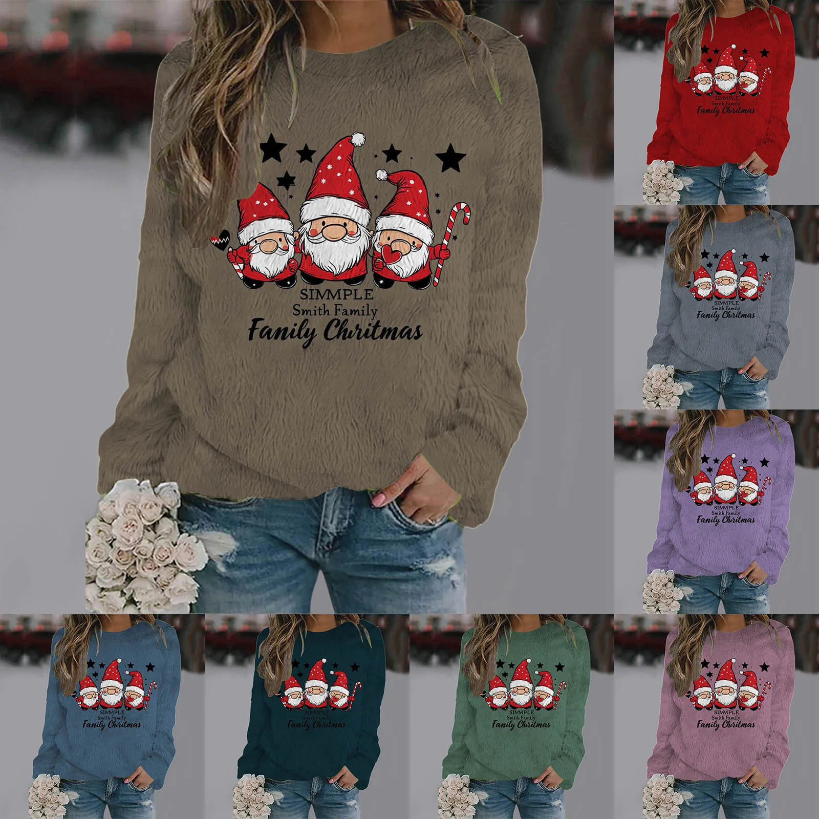 Y2k Women\'S Hoodies Winter Sweater Xmas Ugly Print Korean Pullovers 2024 Autumn Claus Santa Christmas Long Sleeve Pullover