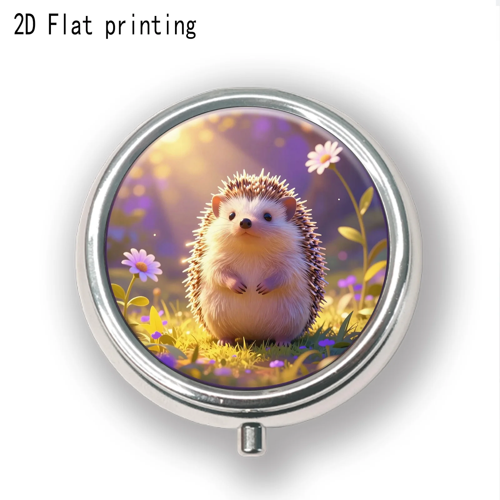 1Pc, Plane, Hedgehog-Shaped, Circular, Three-Compartment Box, Portable Medicine Storage, Simple and Elegant, Can Compactlly Store Daily Vitamins and Supplements