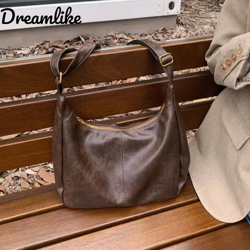 

Women Handbag Ultra Soft Foldable Stylish Slouchy Tote Purses Soft PU Leather Crossbody Bag Vintage Slouchy Bag with Zipper