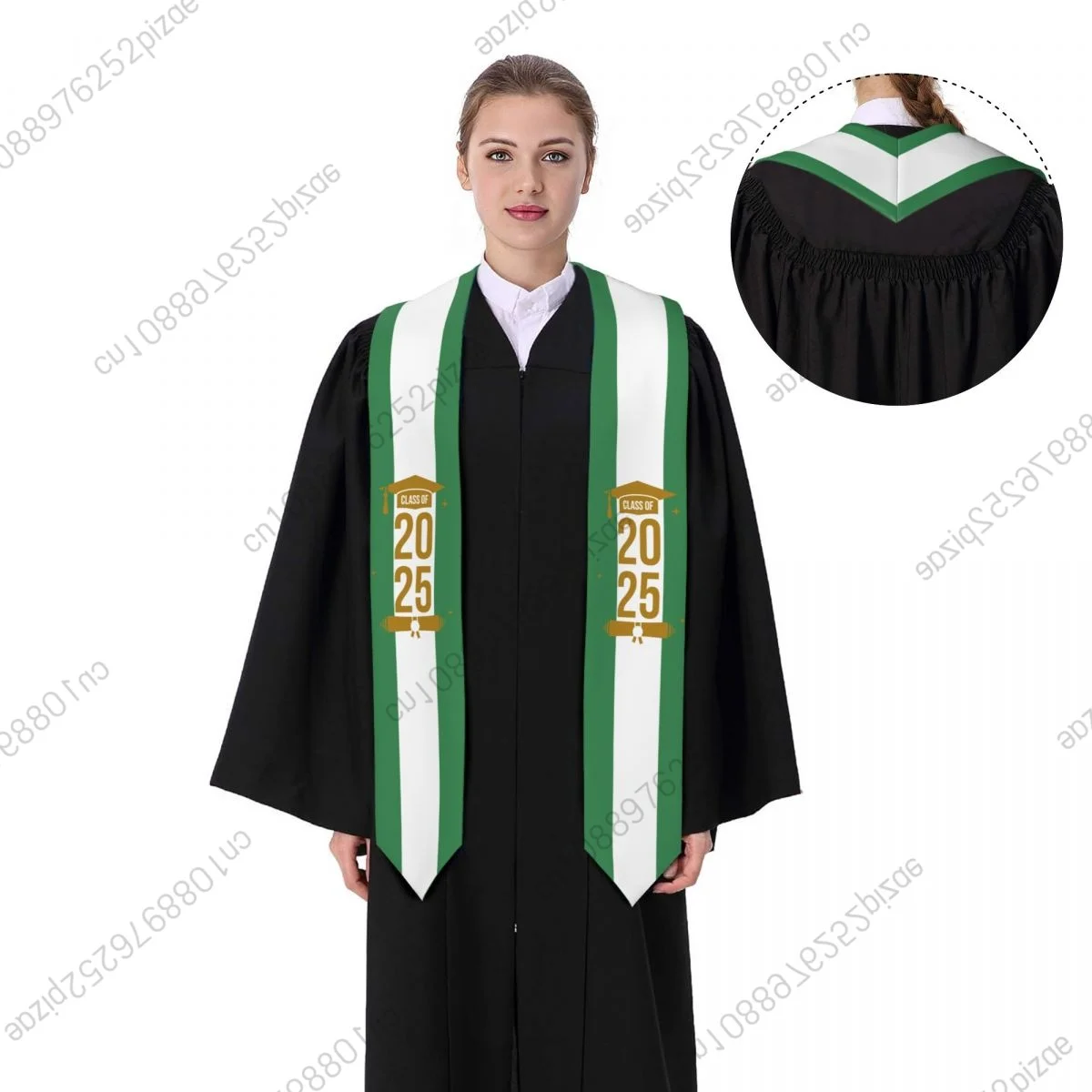 

New Nigeria Flag Class Of 2025 183*13CM Graduation Stole Sash Scarf For International Students Proud