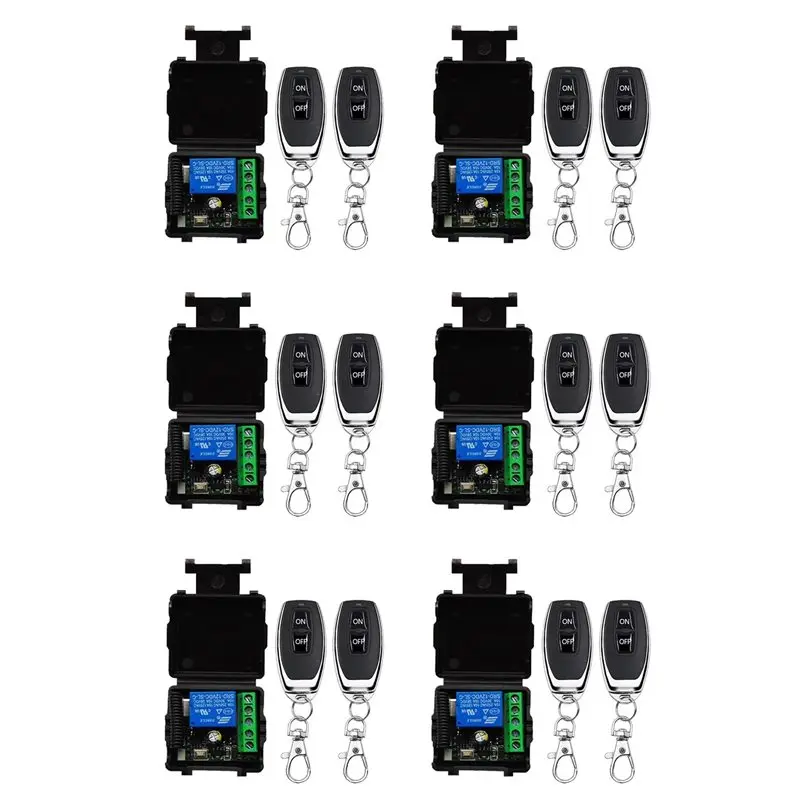 

FULL-6X 433Mhz Wireless Remote Control Switch RF Relay 12V Remote Control Switch For Garage Door Motor Light Control