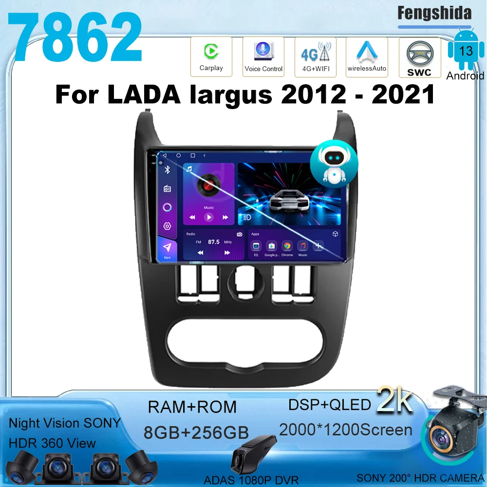 

For LADA largus 2012 - 2021 Android 7862CPU Wireless Carplay &Wireles Auto QLED Screen GPS Navigation Multimedia Player No 2din