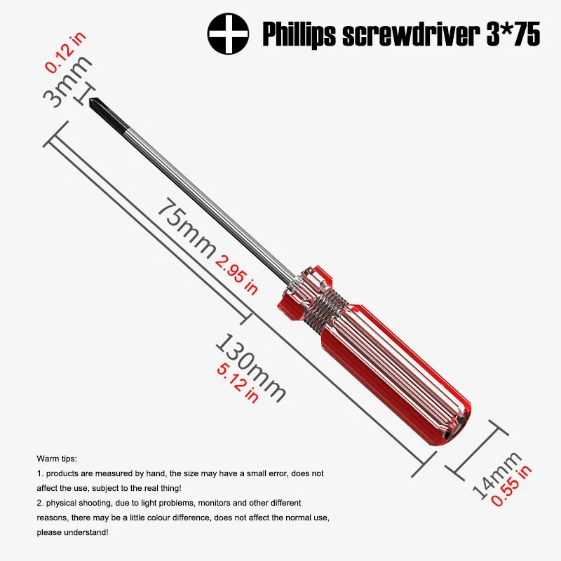 

3 * 75mm manual screwdriver slotting cross magnetic pointed nut screwdriver, handle cross flat screw key precision