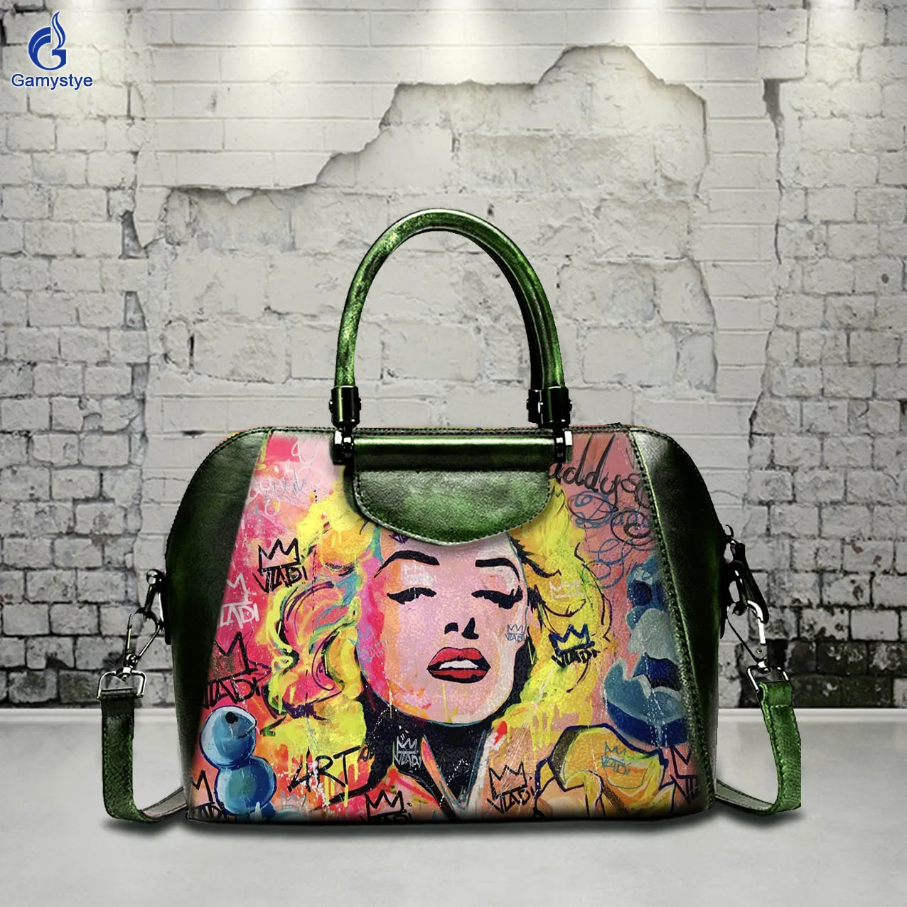 Art Hand-Painting Customize Totes Blonde girl with closed eyes Designer Tote Women purse and handbag Popular Genuine Leather New