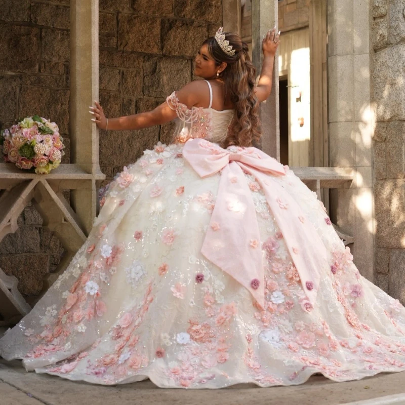 Lorencia Roze Quinceanera Jurk Korset Baljurk 3d Bloem Gelaagde Appliques Kralen Zoete 16 15 Jurk Vestidos De 15 Anos Yqd227