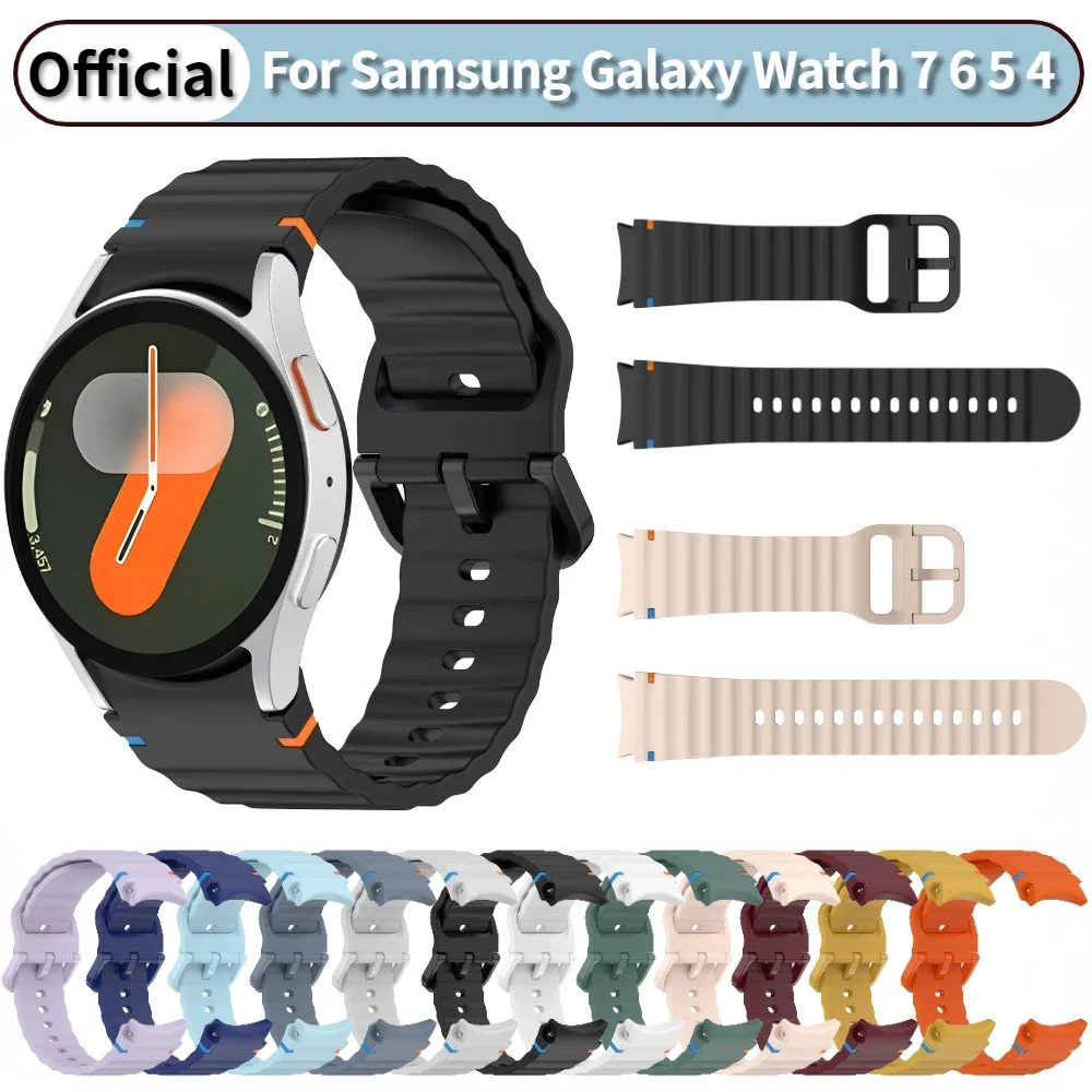 

Sport Silicone Strap for Samsung Galaxy Watch 7/FE 6 5 4 44mm 40mm 5pro 45mm Original Wristband for Watch 6 Classic 47 43mm Band