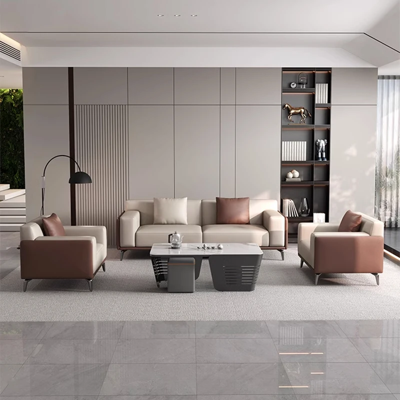 Modern Modular Leather Extendable Office Reception Sofa Set Metal Base For Hotels Schools Commercial Use Apartment Dining
