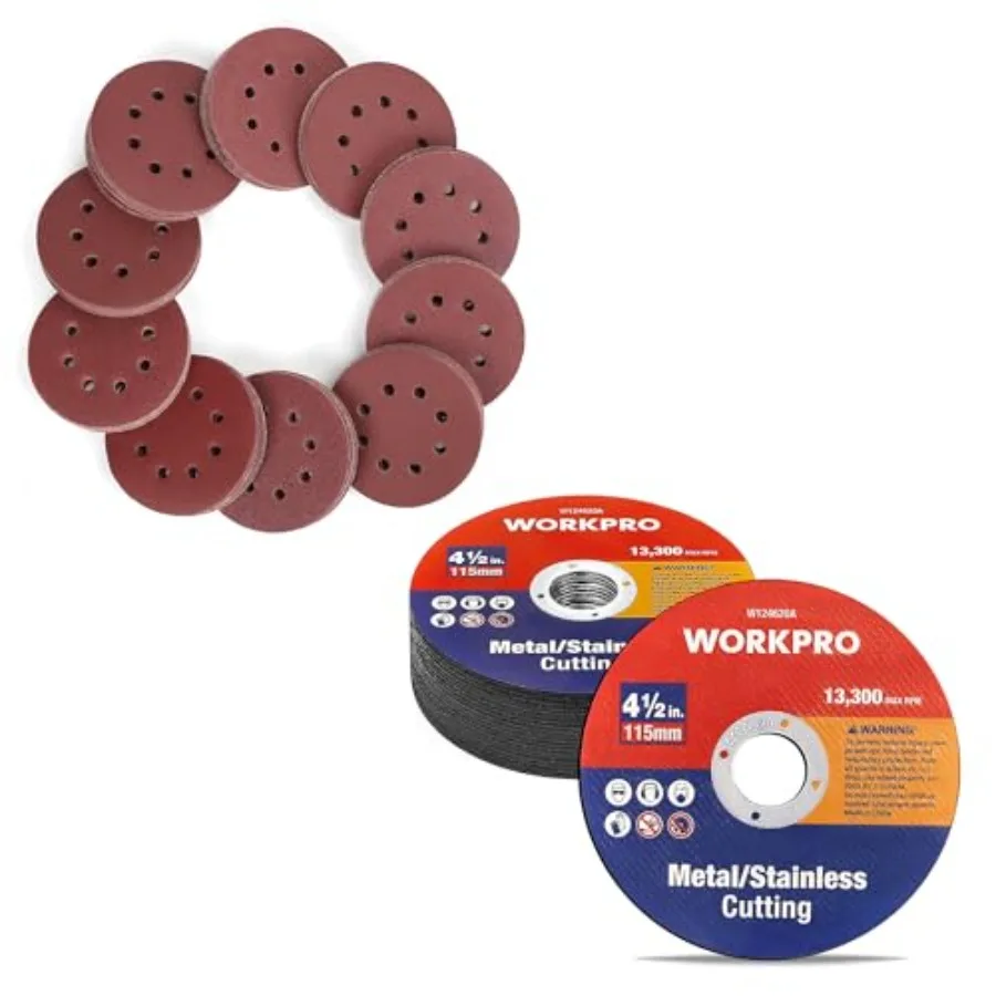 

150-piece Sanding Discs Set - 5-Inch 8-Hole Sandpaper 10 Grades 20-Pack Cut-Off Wheels