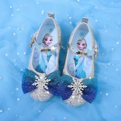 Disney Casual Shoes Girls' Frozen Princess Elsa Sequins Shoes Girls' Cartoon Shoes Crystal Soft Sole Pink Shoes Flats Size 25-36