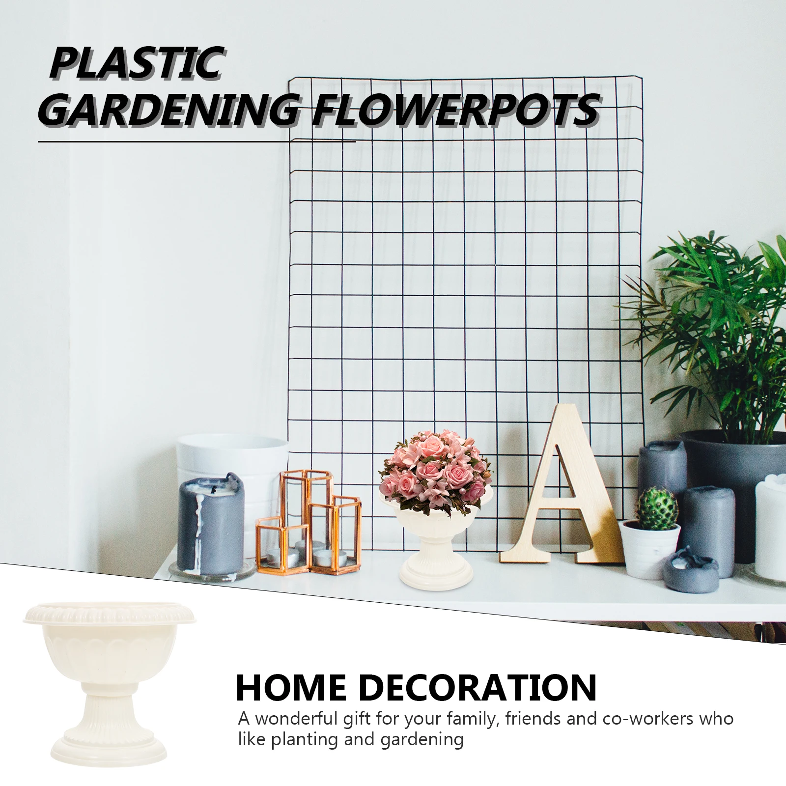 

4 Pcs Flower Pots European Style Plastic Planter Durable Basin Guidepost Garden Planter Decoration