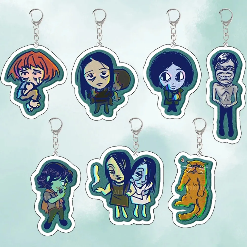 Porte-clés en acrylique personnalisé avec motifs de dessins animés mignons, inspirés des personnages de jeux (Game Sisters, Cashier, Widow, Wireface, Coat, Cat, Pale Man), accessoires pour sac à dos, cadeau