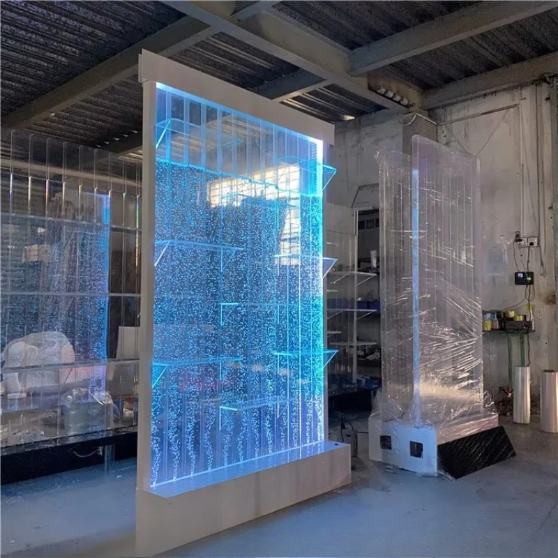 LED bubble wall display cabinet with glass door wine rack, home bar decoration