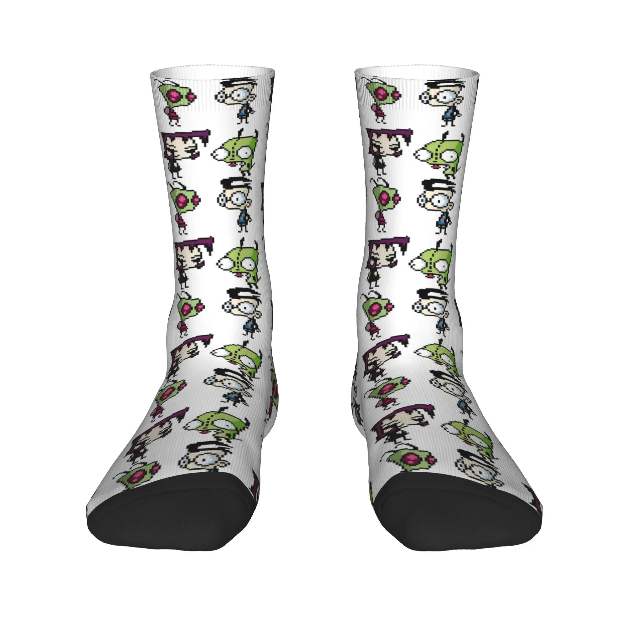 8-Bit Invader Zim Characters Socks Men Women Polyester Casual  Socks Harajuku Spring Summer Autumn Winter Middle Tube Socks Gift