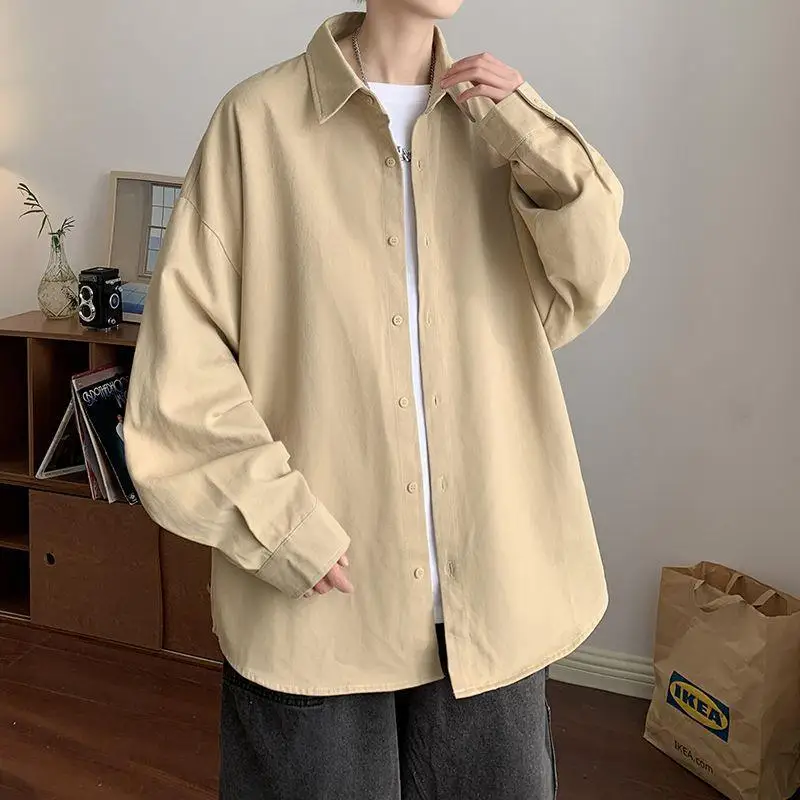 2024 Spring and Autumn Men's New Splicing Square Collar Button Printed Letter Fashion Loose Casual Long Sleeve Jacket Shirts