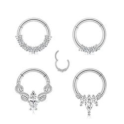 316L Surgical Steel Nose Ring Earrings Zircon Hight Segment Rings Open Small Septum Piercing Helix Conch Piercing Body Jewelry