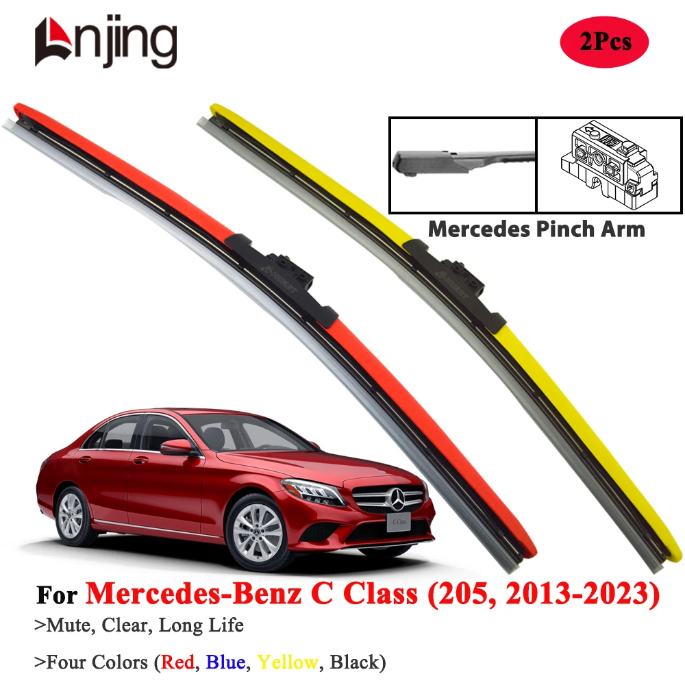 

LNJING Colorful Wiper Blades For Mercedes Benz C Class W205 Coupe C220 C250 C300 C350E 2013 2015 2018 2020 2022 Car Accessories