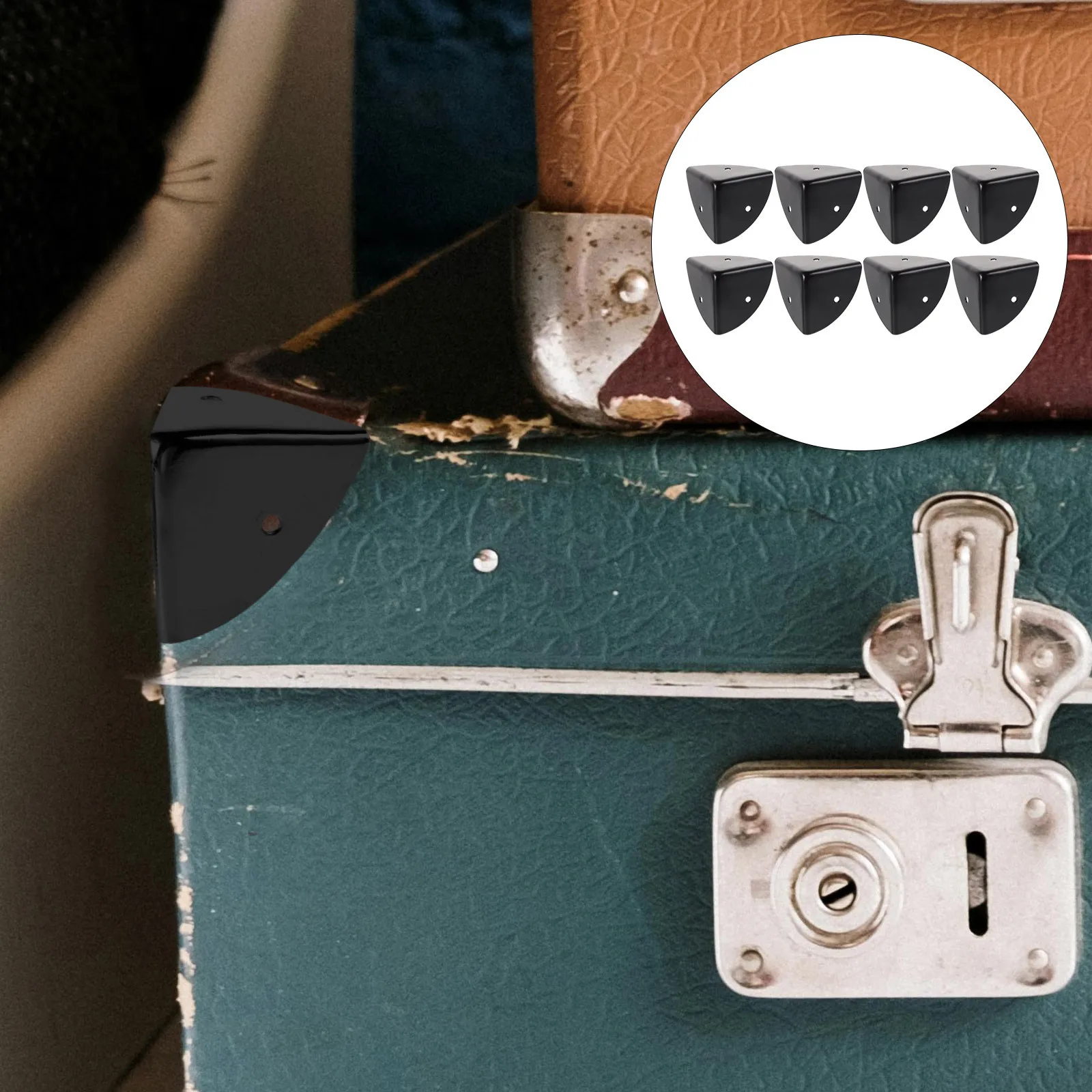 Protectores de esquina de caja de herramientas, protectores de bordes de Metal, accesorios de Hardware negros, esquinas de caja, estuche de maquillaje, protector de borde de gabinete, 16 Uds.