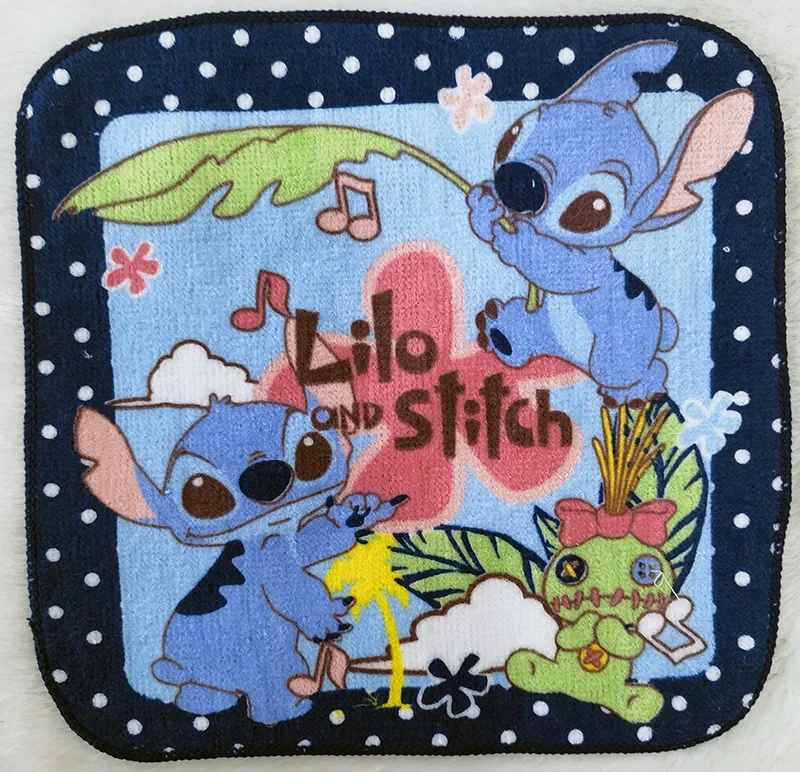 Disney Lilo & Stitch 20*20 Towel Cartoon Small Square Go Portable Cartoon Characters Cotton Children\'s Mouth And Hand Towel