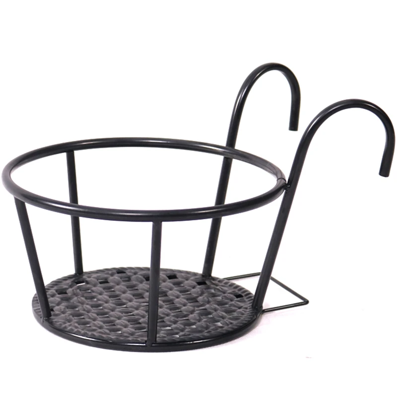 

Flower Rack Balcony Hanging Flower Stand Wrought Iron Railing Fence Window Sill Green Dill and Hanging Racks