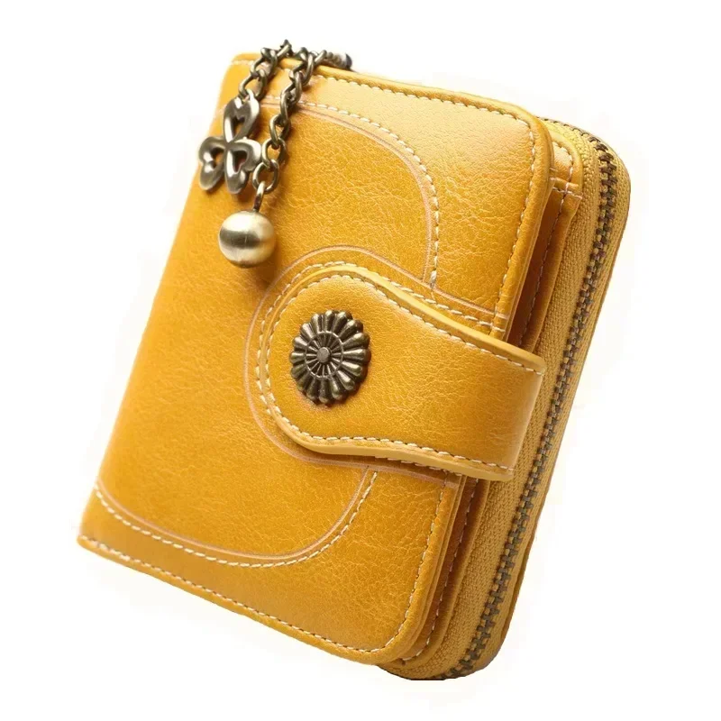 Vintage Short Women\'s Leather Purse Ladies Bag PU Leather Money Pocket Credit Card Holder Multi-functional Short Wallet