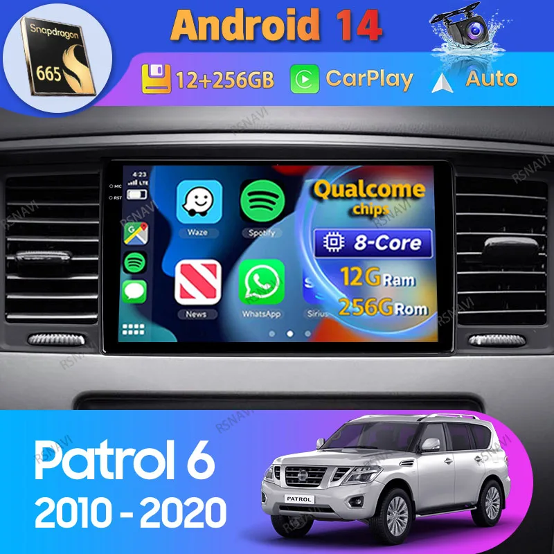 

Android 14 Carplay Auto For Nissan Patrol 6 Y62 2010 - 2020 9 Inch Car Radio GPS Navigation Video Player Head Unit 2 Din Stereo