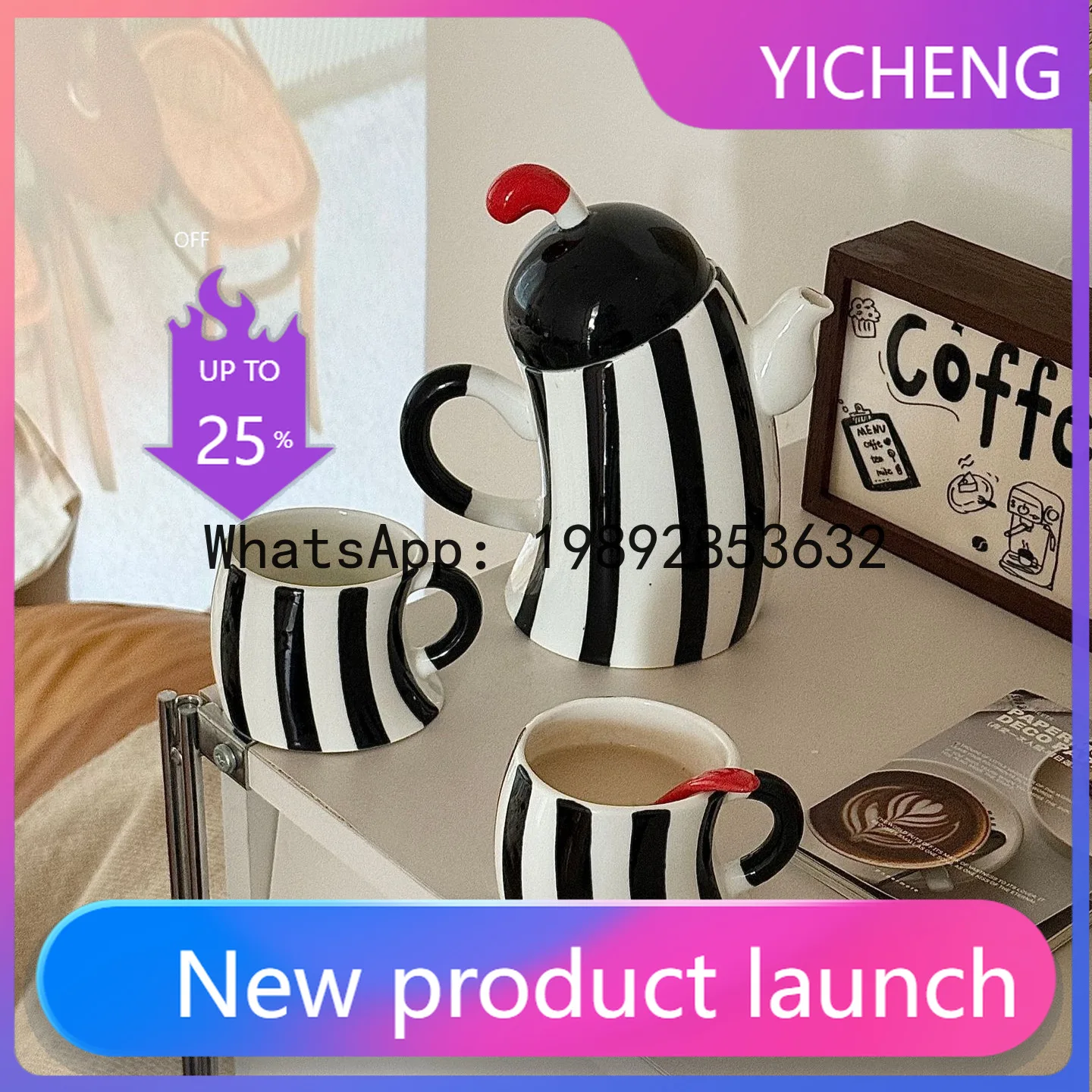 

Lyy creative retro cross-arm ceramic water set - home tea brewing kettle, tea set, and coffee cup