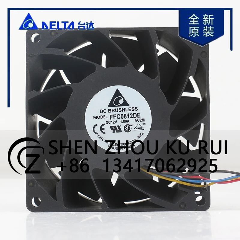 

Delta 5V 24V 48V DC12V 1.80A AC EC 8038 80X80X38MM 8CM 4-wire Server Mainboard Double Ball High air Volume FFC0812DE Cooling Fan