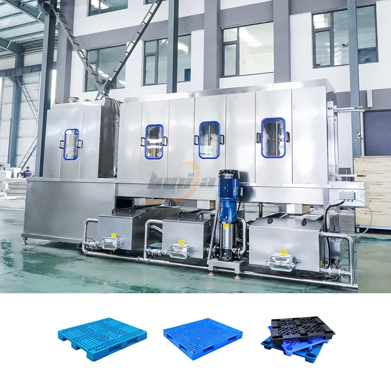 100-1500 Pcs/H Tray Cleaner High Pressure Poulatry Cage Cleaning Machine Poultry Crate Washer Tunnel/Continuous Pallet Washer