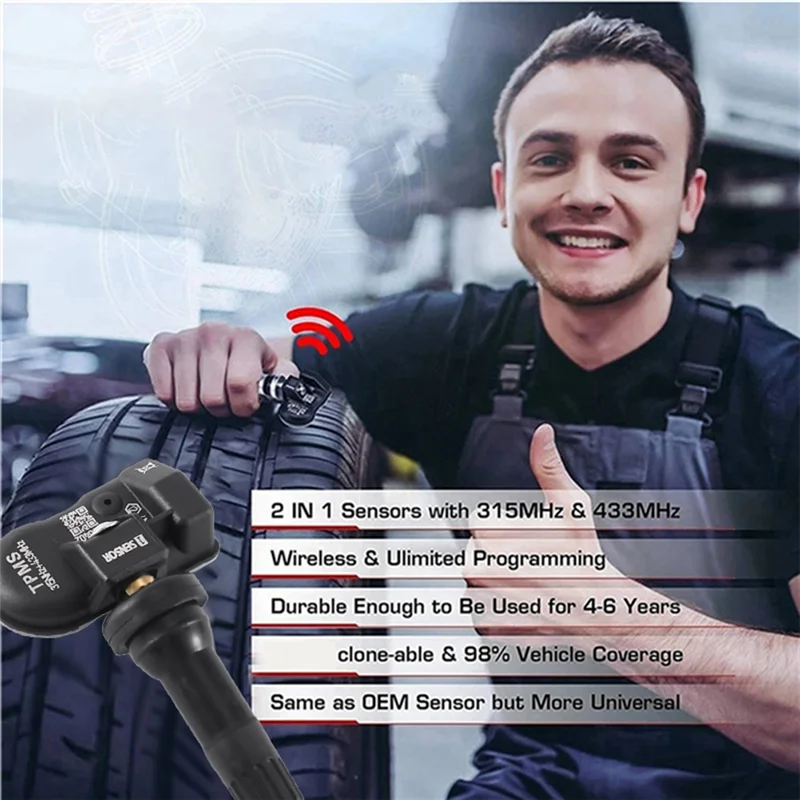 

For Autel Tool Compatible 11Pcs Programmable Tyre Tire Pressure TPMS Sensor 315MHZ+ 433Mhz 2 In 1 For TS408 TS508 ITS600 MX