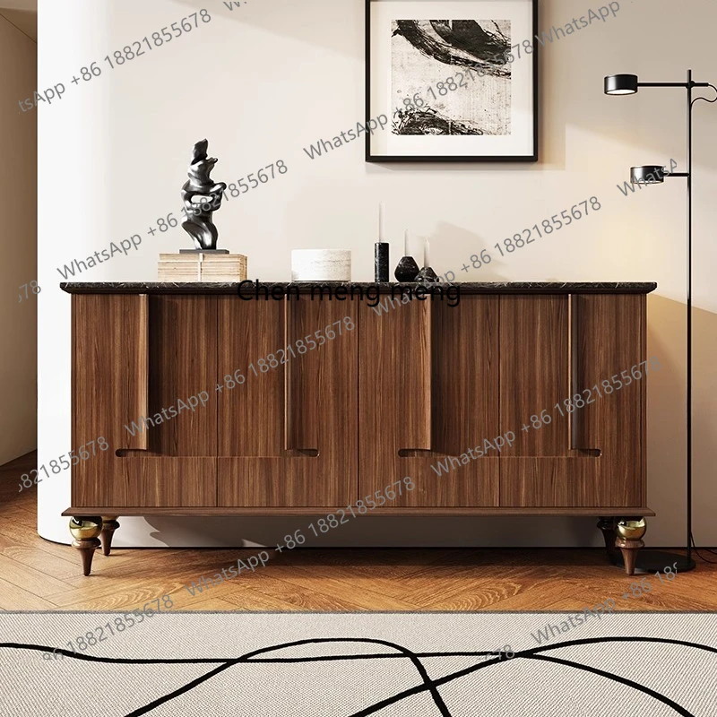 

Retro style entrance, modern simple walnut side cabinet, living room entrance, storage, locker