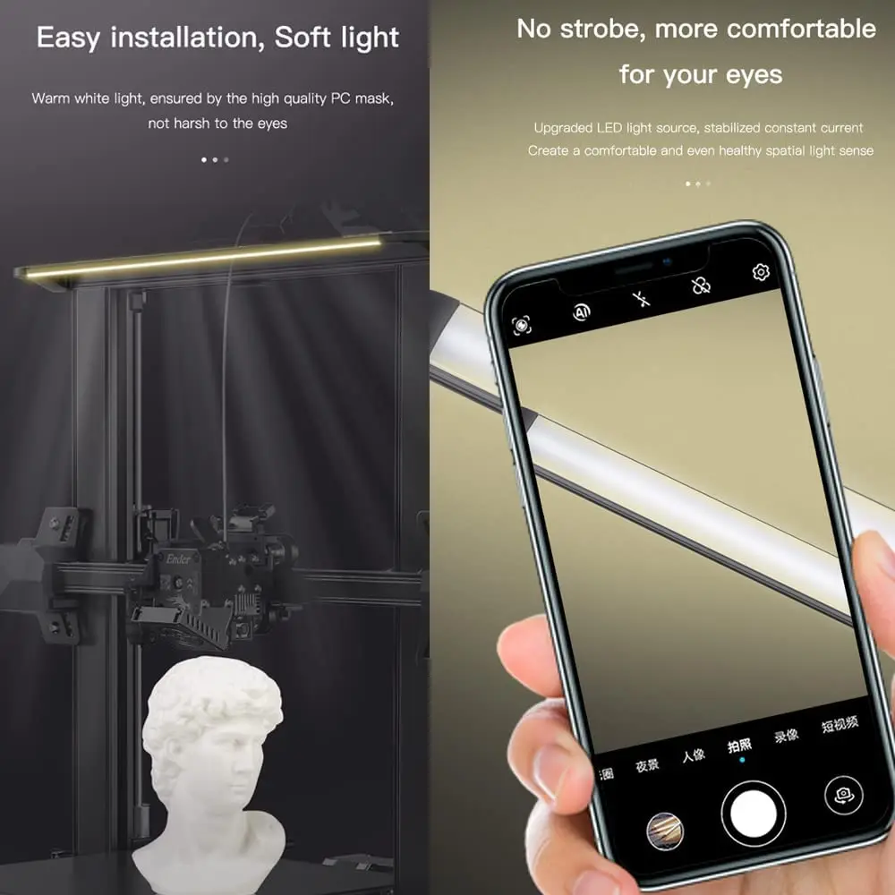 CREALITY – imprimante 3D Ender 3 S1/Ender 3 S1 Pro, Kit de barre lumineuse, lumière LED originale, économie d'énergie, Installation facile, lumière douce