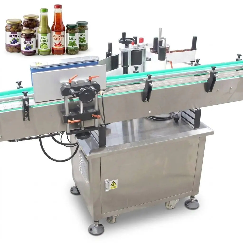 LWT Automatischer Zylindrischer Etikettierer für Abgefüllte Trauben, Limetten- und Süße Chilisauce, Rundflaschen-Etikettiermaschine für Basilikumgläser