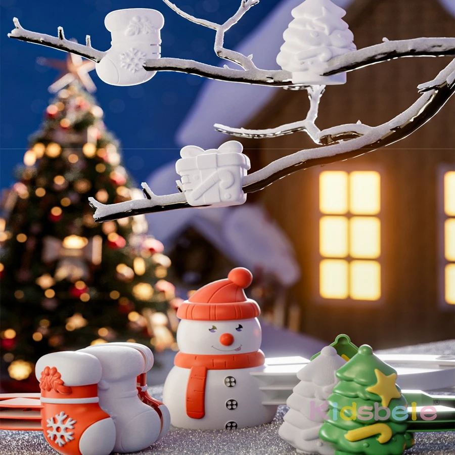 Świąteczne szczypce do śniegu w kształcie Świętego Mikołaja – łatwy przyrząd do formowania śniegu dla dzieci, zimowy prezent do zabawy na śniegu na świeżym powietrzu, narzędzie do rękodzieła świątecznego