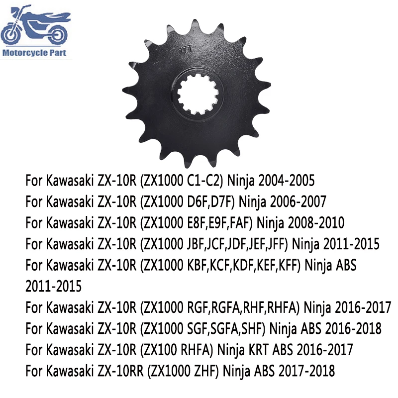 

525 17T Motorcycle Front Sprocket For Kawasaki ZX-10R ZX1000 2004-2010 ZX-10RR 17-18 ZX10R ZX1000 Ninja ABS 11-15 RHFA ZHF E8F