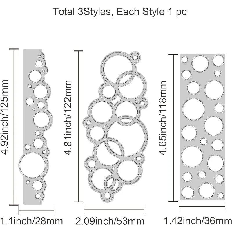 3pcs Bubble Embossing Template Frame Carbon Steel Border Edge Die Cuts for Scrapbooking Card DIY Craft Decoration