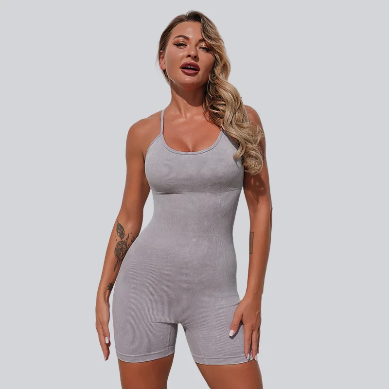 

New Women's Sexy Sleeveless Yoga Bodysuit Shorts - Tight-Fitting Summer Sportswear for Running Gym Fitness Workouts