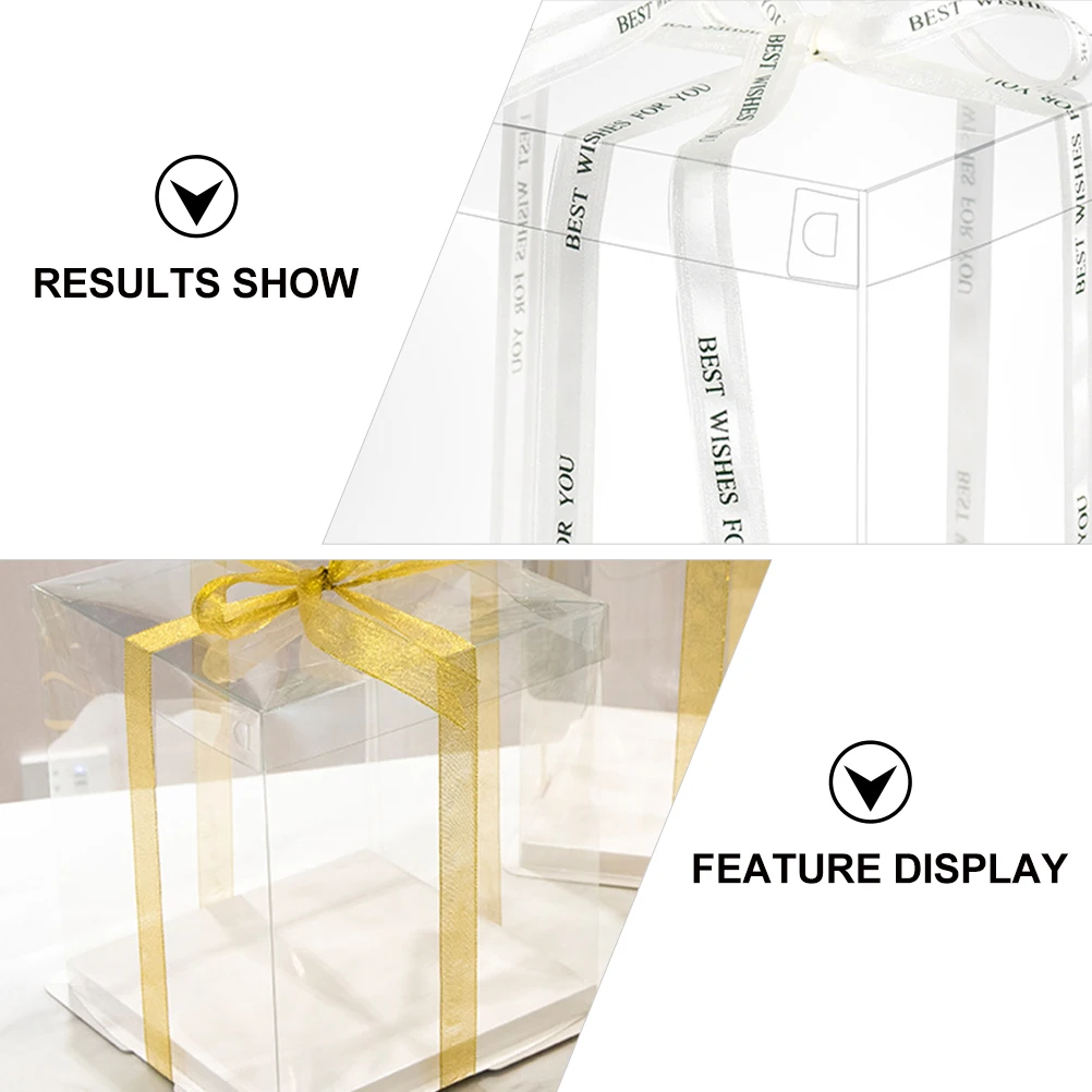 

5pcs Birthday Cake Box Food Grade White Card PET Safe Transparent Boxes Baking Container Picnics Holidays Packaging