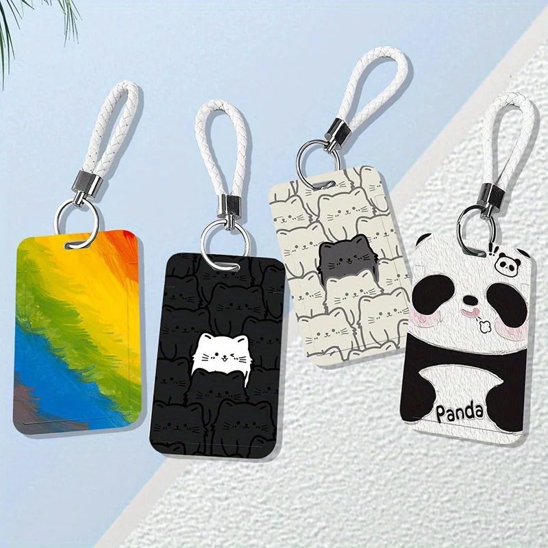 Cute Panda Card Holder, Badge Credit Card Holder, Student ID Card Holder, Keychain Bus Cards Cover Case, Card Protective Shell