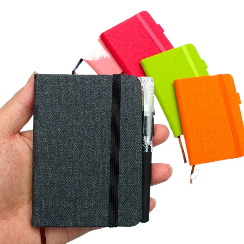 100 ورقة A7 دفتر صغير سميك مربع صفحة فارغة المفكرة إعادة الملء قماش الكتان الحبوب المحمولة جيب مذكرة مخطط العمل